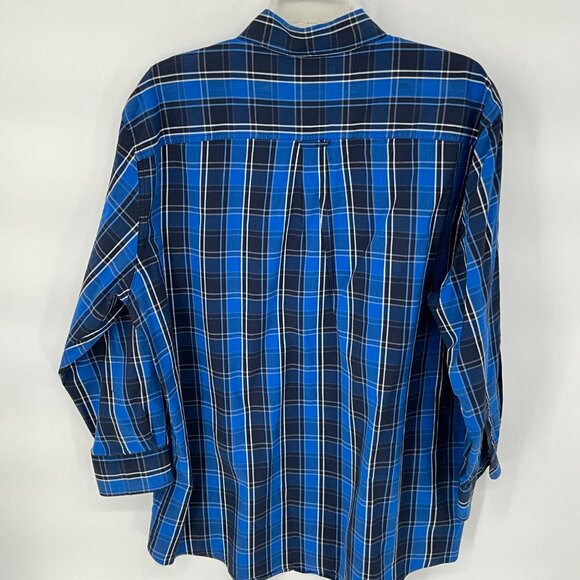 Chaps Mens Blue Plaid Button-Down Shirt XL Stretch Easy‎ Care - Picture 3 of 6